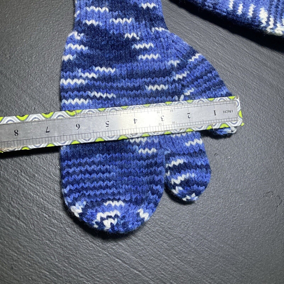 Wool Hand Made Knit Trigger Finger Mittens Men’s And Women’s Blue Warm Winger - Picture 8 of 9